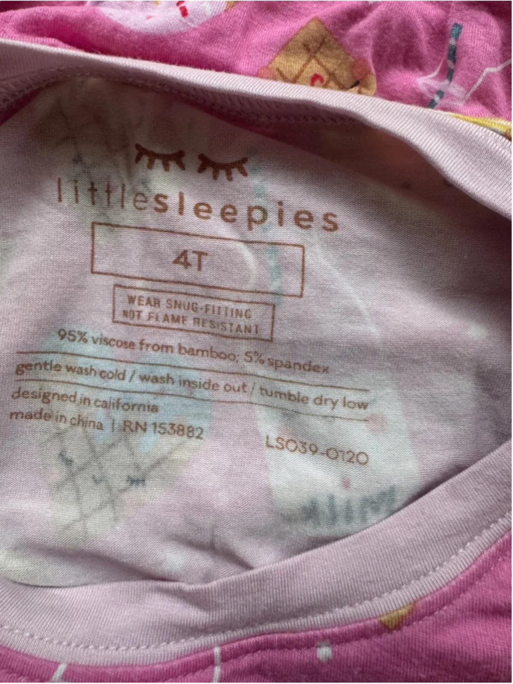 Pink Milk and Cookie Print Pajama Set